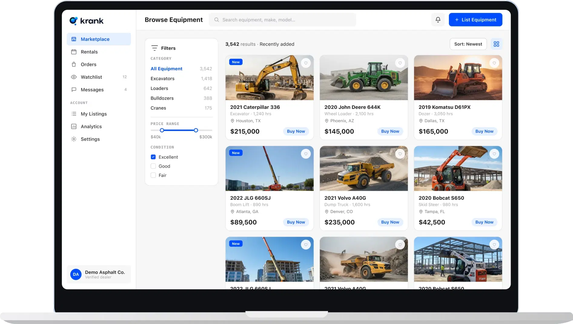 Krank Marketplace shown on laptop and mobile